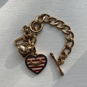 Juicy Couture Charm Bracelet w/ American Flag Heart Charm